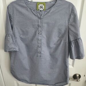 Elizabeth McKay Blue and White Striped Blouse.